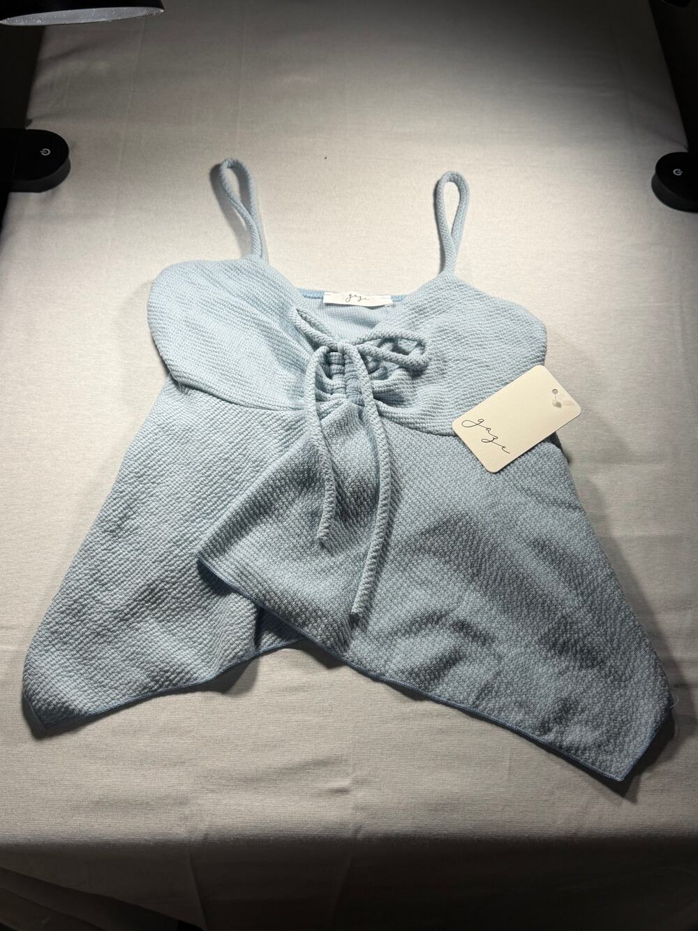 Gaze Women's Light Blue Tie Front Flowy Cami Tank Top